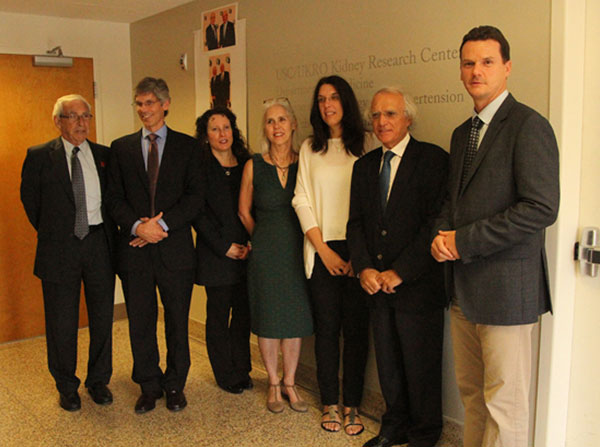 UKRO board and USC researchers in attendance included, from left, Edward Crandall, newly hired Director Kenneth Hallows, Nuria M. Pastor-Soler, Alicia McDonough, Laura Perin, Vito Campese and Janos Peti-Peterdi.