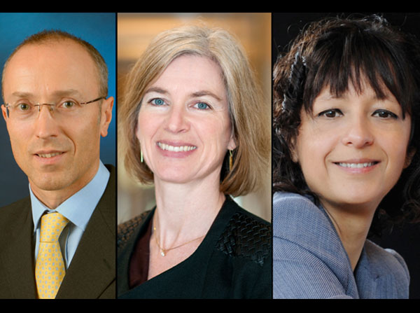 2015 Massry Prize winners Philippe Horvath, Jennifer Doudna and Emmanuelle Charpentier. Horvath and Charpentier spoke at HSC on Oct. 29, and Doudna will speak in December.