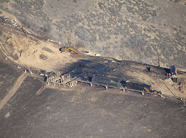 This December photo shows the leaking Aliso Canyon well pad that is olluting the Porter Ranch community in Los Angeles County.