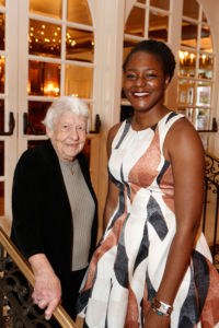 Betty Schreiner and Chioma Moneme pose together at the 2016 Keck School Scholarship Gala on March 12. (Photo/Steve Cohn)