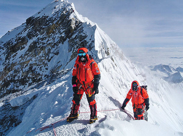 Vanessa Blasic stands below the south summit of Mount Everest, May 21, 2016.