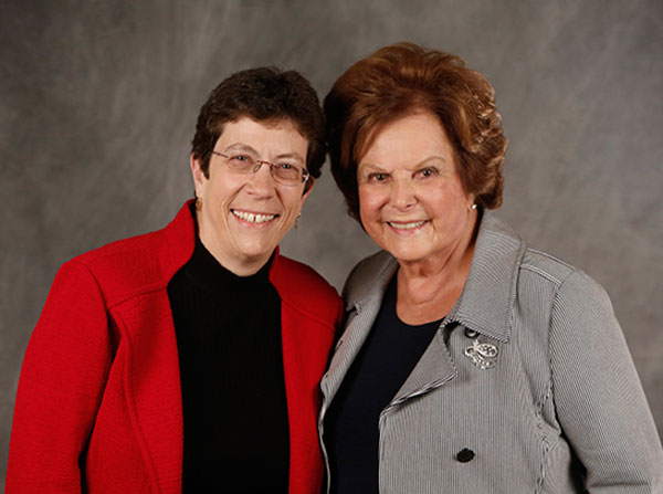 Laura Mosqueda, left, and Judith Tamkin are seen at the Judith Tamkin Stewardship Luncheon, held March 29 at the California Club.