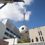 The 7T MRI being lowered into Stevens Hall