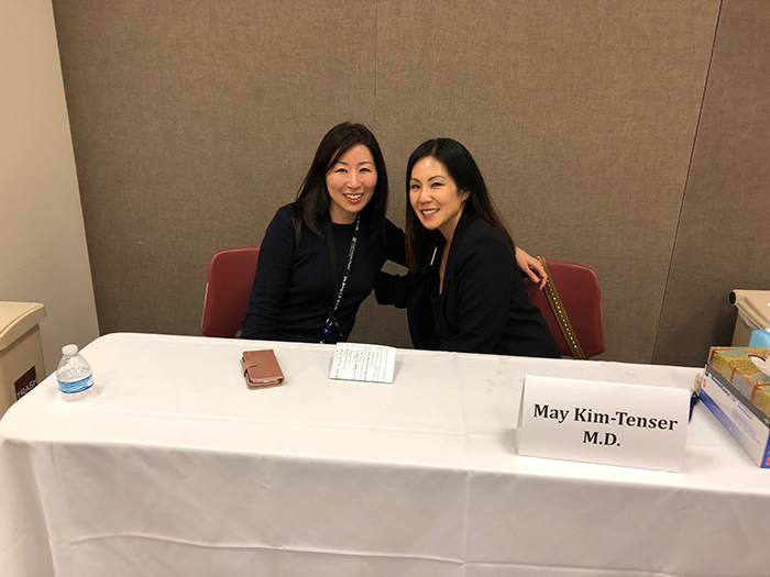 May Anne Kim-Tenser, MD, associate professor of clinical neurology, delivering a lecture on stroke at the Korean Health Fair at Good Samaritan Hospital.