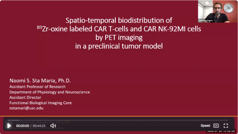 Spatio-temporal biodistribution of 89Zr-oxine labeled CAR T and NK cells by PET imaging in a preclinical tumor model