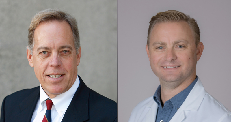 (Left-Right)Michael Selsted, MD, PhD, chair and professor of pathology, Justin Schaal, PhD, an assistant professor of research pathology at the Keck School of Medicine