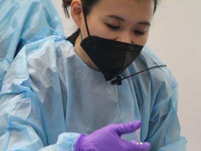 Dr. Sandy Zhang-Nunes demonstrates a plastic surgery technique